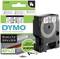 DYMO Label Cassette, 19 mm x 7 m, black print on white background, suitable for office use. 80% recyclable materials.