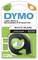 'DYMO Label Refills' Packaging with white paper label roll, 12 mm x 4 m. For DYMO LetraTag. Manufactured in Europe.