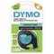 'Label refill for the DYMO LetraTag, green, plastic, 12 mm x 4 m, manufactured in Europe, 60% recycled material.'