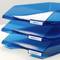 Three blue trays with papers, labelled 'Mail IN', 'Mail OUT' and 'Fax Paper', stacked on top of each other.