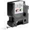 Black Dymo labelling cassette with white label, extruded letter 'A'.