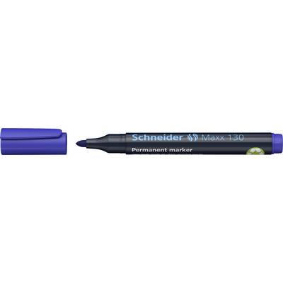Blue permanent marker with lid removed, inscription reading 'Schneider Maxx 130'.