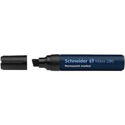 Black permanent marker 'Schneider Maxx 280' with lid removed and broad tip, positioned against a light background.