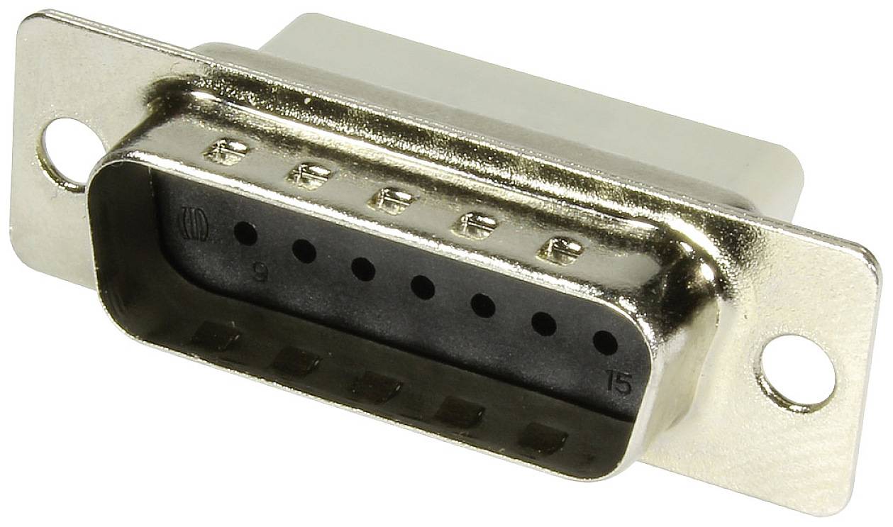 15-pin socket for connecting electronic devices, commonly used in older computer hardware applications.