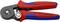 Pliers with red and blue handles, suitable for cable diameters 0.08-16 mm/AWG 28-5, KNIPEX brand.