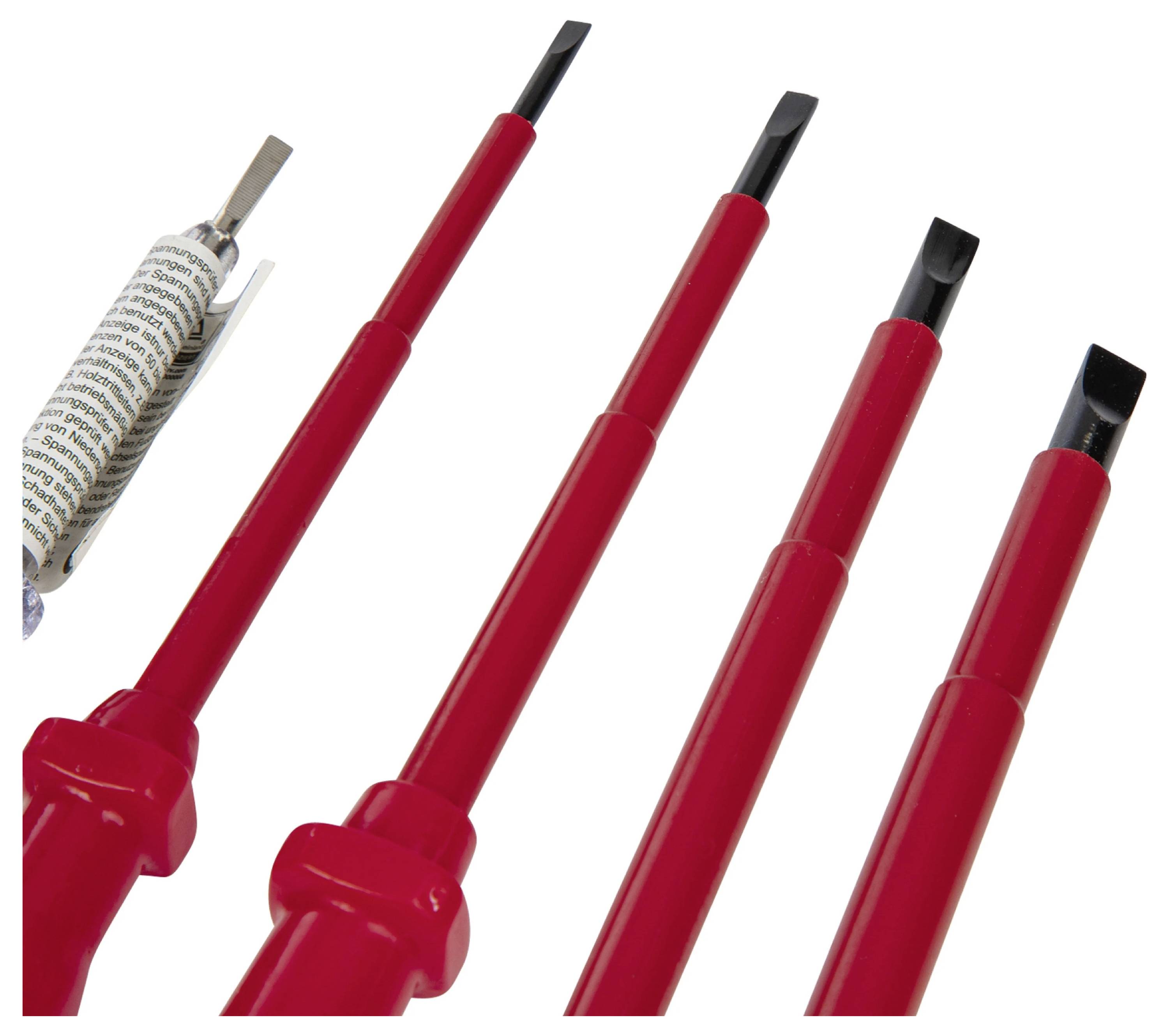 'Four red telescopic poles with black tips, used for protecting plants.'