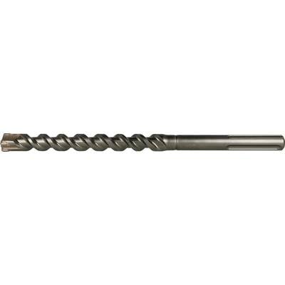 Close-up of a metal drill bit with spiral flutes and a smooth shank, shown horizontally on a white background.