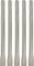 Five silver metal chisel bits or flathead tool attachments, arranged vertically on a white background.
