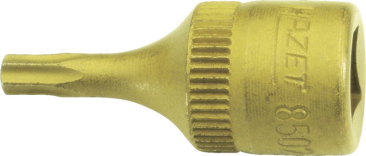 A gold-coloured tool, presumably a screwdriver bit with an internal hexagon, shaped for special screws, with 'HAZET' inscription.