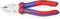 A combination pliers with red and blue rubber grips and serrated jaws, suitable for gripping and cutting wire or cables.