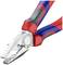 Red and blue combination pliers with non-slip grip, suitable for gripping and cutting work. High-quality metal plier jaws.