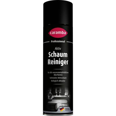 Black aerosol can labeled 'caramba Professional Aktiv Schaum Reiniger', a foam cleaner for washable, grease-removing surfaces; made in Germany.
