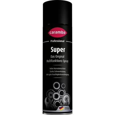 Black Caramba Professional Super multifunction spray can, labeled in German with corrosion protection, lubrication, and water displacement; Made in Germany badge.