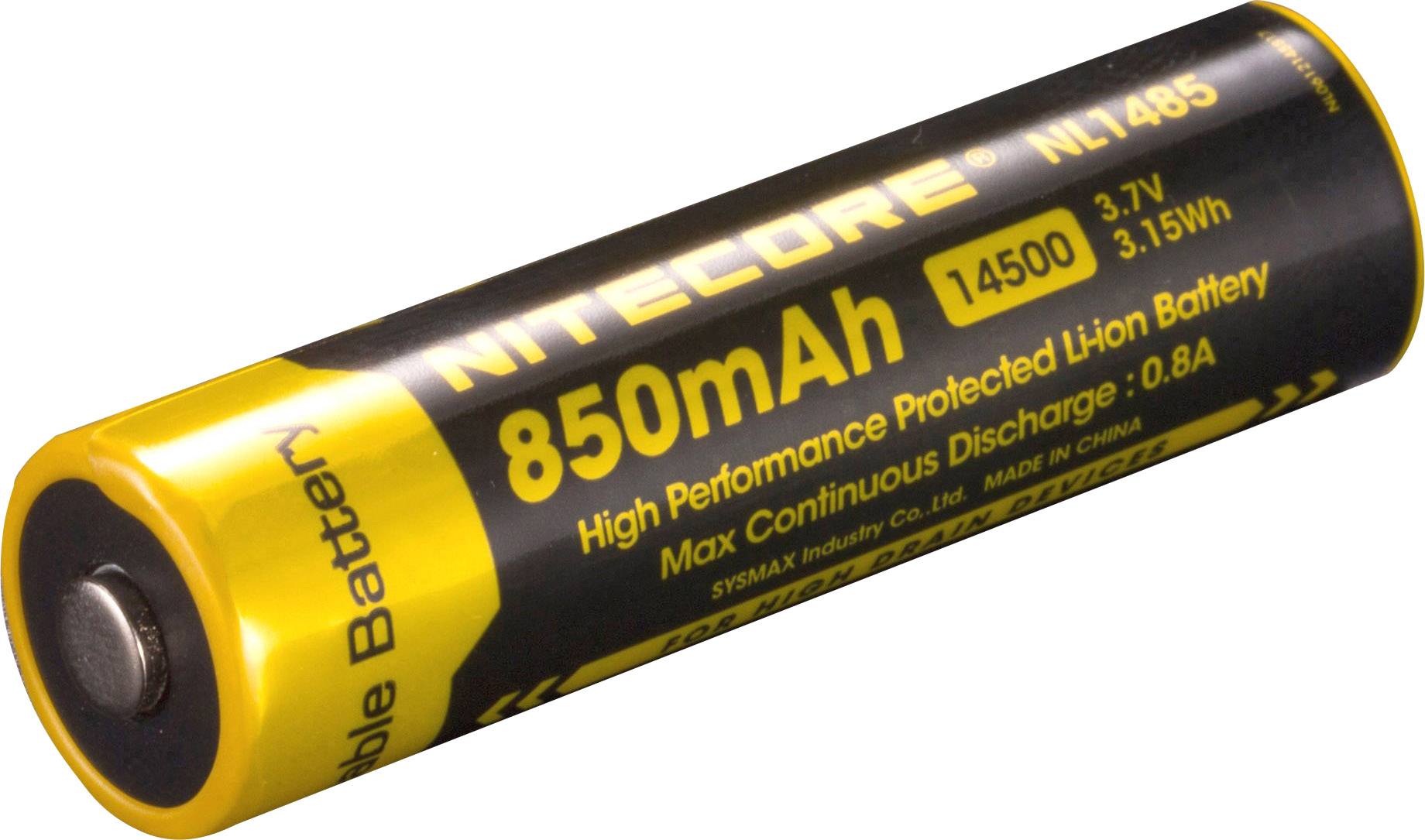 Nitecore 14500 3.7 V, 850 mAh Li-ion Protected Battery