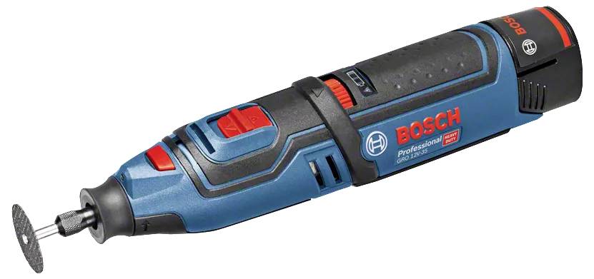 Bosch angle grinder with blue housing and red switch, perfect for precise grinding work and DIY projects.