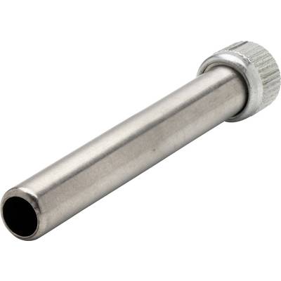 Metal cylindrical nozzle or tube with a knurled threaded cap, shown isolated on a white background.
