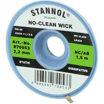 Stannol NC/AB Desoldering braid Length 1.5 m Width 2.2 mm 