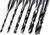 Six metal drill bits lying side by side in ascending size, from narrow to wide, showing different diameters for versatile applications.