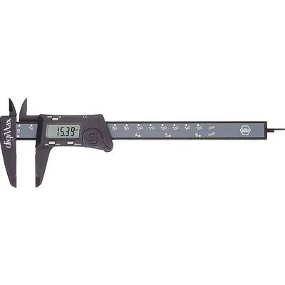 Digital calliper shows '15.39' on the display and measures in millimetres and inches.