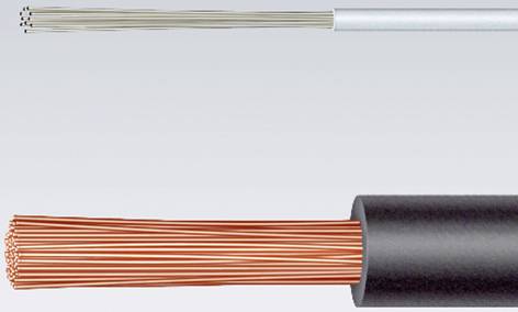 A picture shows two cable cross-sections: at the top, a thin, silver cable, and below, a thicker, orange cable with black insulation.