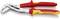 Pliers with red and yellow handles, 'Knipex' brand, suitable for voltages up to 1000V, symbolised by corresponding symbols.