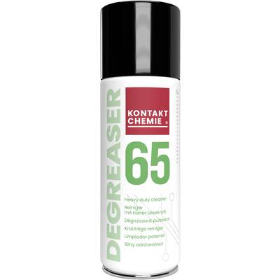 Spray can with the inscription 'DEGREASER 65' and 'KONTAKT CHEMIE'. Versatile cleaner with high solvent power, suitable for heavy soiling.