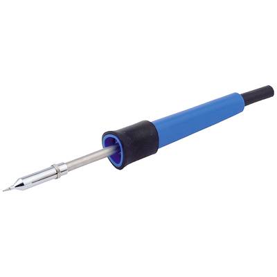 A blue soldering iron with a black grip zone and a silver tip. Ideal for soldering electronic components.