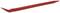 A red crowbar with a curved and a pointed end lies on a white background.