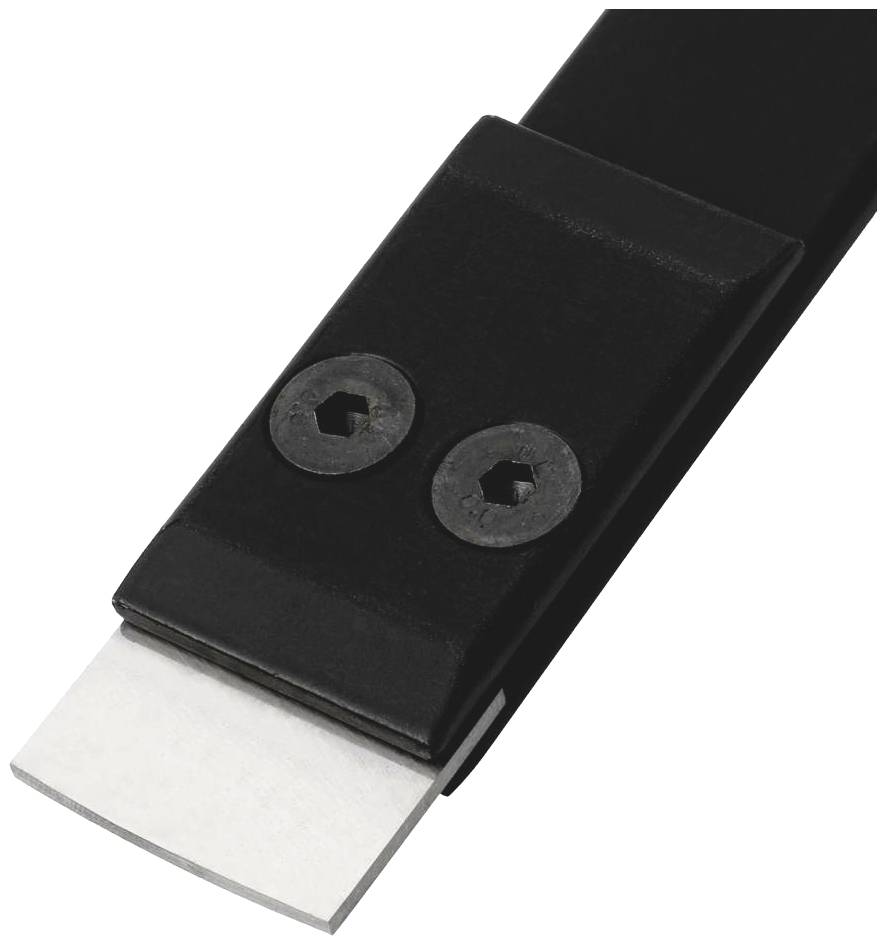 A black rivet cutter with two screws on the blade.