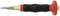 A black and red pen with an ergonomic grip and metal tip, lying horizontally.