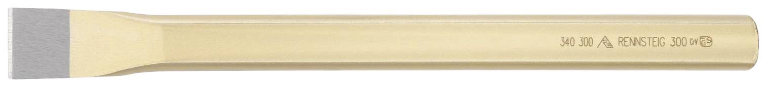 A gold-coloured chisel with a flat, grey cutting edge, suitable for cutting or shaping materials.