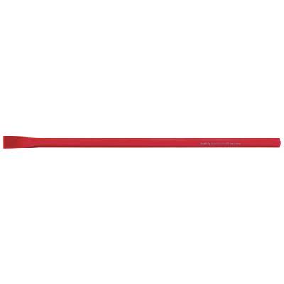 Red flat chisel with a broad tip and rounded back. Suitable for demolition or construction work.