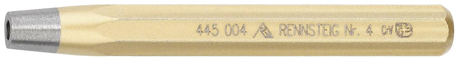 Yellow metal point key with the engraving '445 004 A, RENNSTEIG No. 4, G'.
