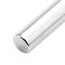 Silver-coloured, metallic cylindrical rod on a white background, possibly part of a technical or mechanical device.