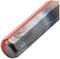 Silver hexagonal metal rod with a red paint coating at one end, demonstrating wear-resistant material.
