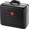 Black hard-shell suitcase with red 'PARAT' logo in the centre, suitable for the safe transportation of delicate items.