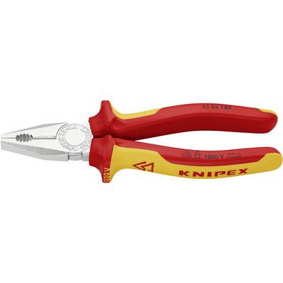 Red and yellow KNIPEX combination pliers, insulated for work up to 1000 V, inscription 'Made in Germany'.