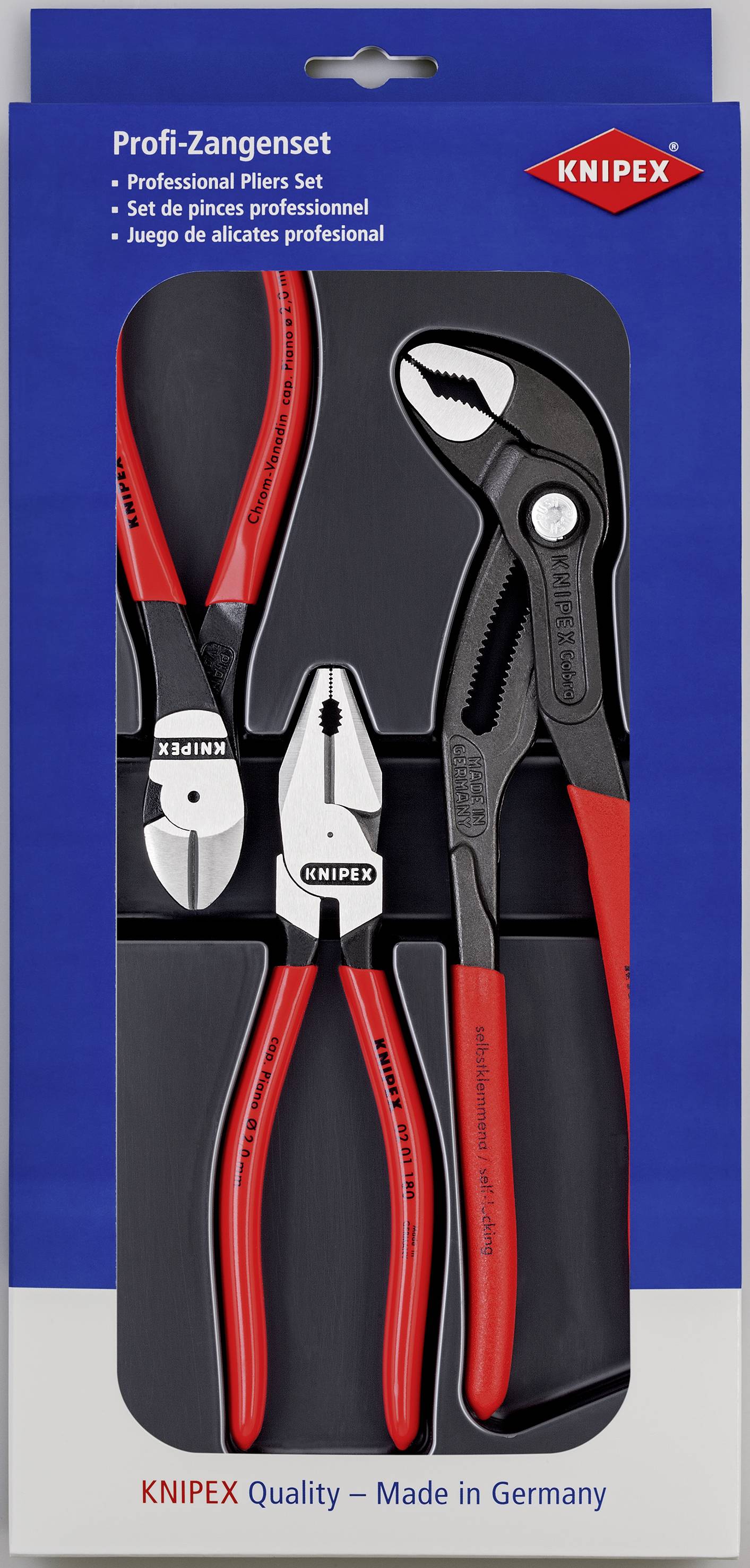KNIPEX KNIPEX 00 20 08 US1 3 Piece Kraft 1 Pliers Set german made cutters needlenose 