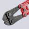 Bolt cutters with red handle, black-coated blades and marking 'KNIPEX 71 72 760, Made in Germany'.