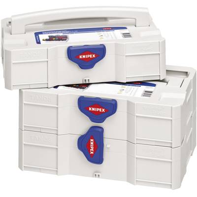 Two stacked white Knipex tool cases with blue latches.
