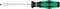 A screwdriver with a flat blade and an ergonomic green and black handle, suitable for simple assembly tasks.