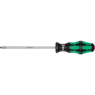 Phillips screwdriver with an ergonomic handle, green and black accents, and a metal shaft.