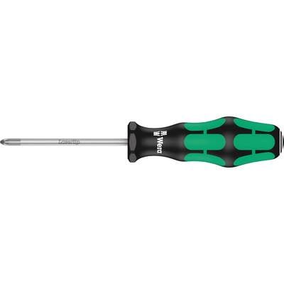 Screwdriver with a green and black handle and 'Wera' lettering on the shaft.