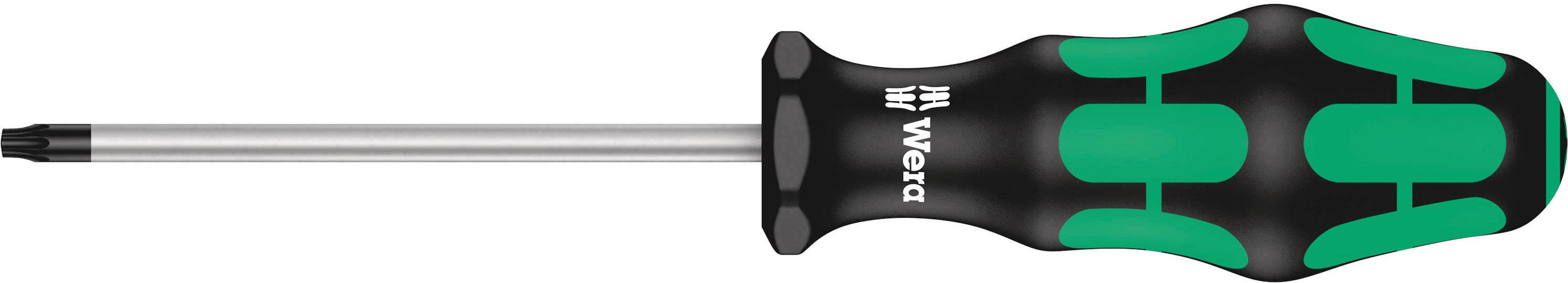 A screwdriver with a black handle and green grips.