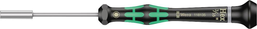 'Wera 160 iS' insulated screwdriver, Torx T6, black handle with green details, suitable for electrical installations.