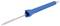 Blue electric soldering iron with a pointed metal tip, used for soldering electronic components.