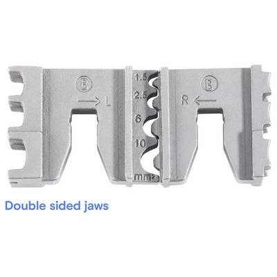 Metal tool with double-sided jaws for precision measurements; labeled 'L' and 'R' with scales from 1.5 to 10 mm.