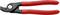 Red cable cutting pliers with 'KNIPEX' printed on the handle and blade, suitable for copper and aluminium cables up to 15mm diameter.