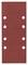 A rectangular, red sandpaper with six evenly distributed holes in two vertical rows.