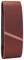 Red sanding belt in a rolled form. It is commonly used with belt sanders to smooth surfaces.